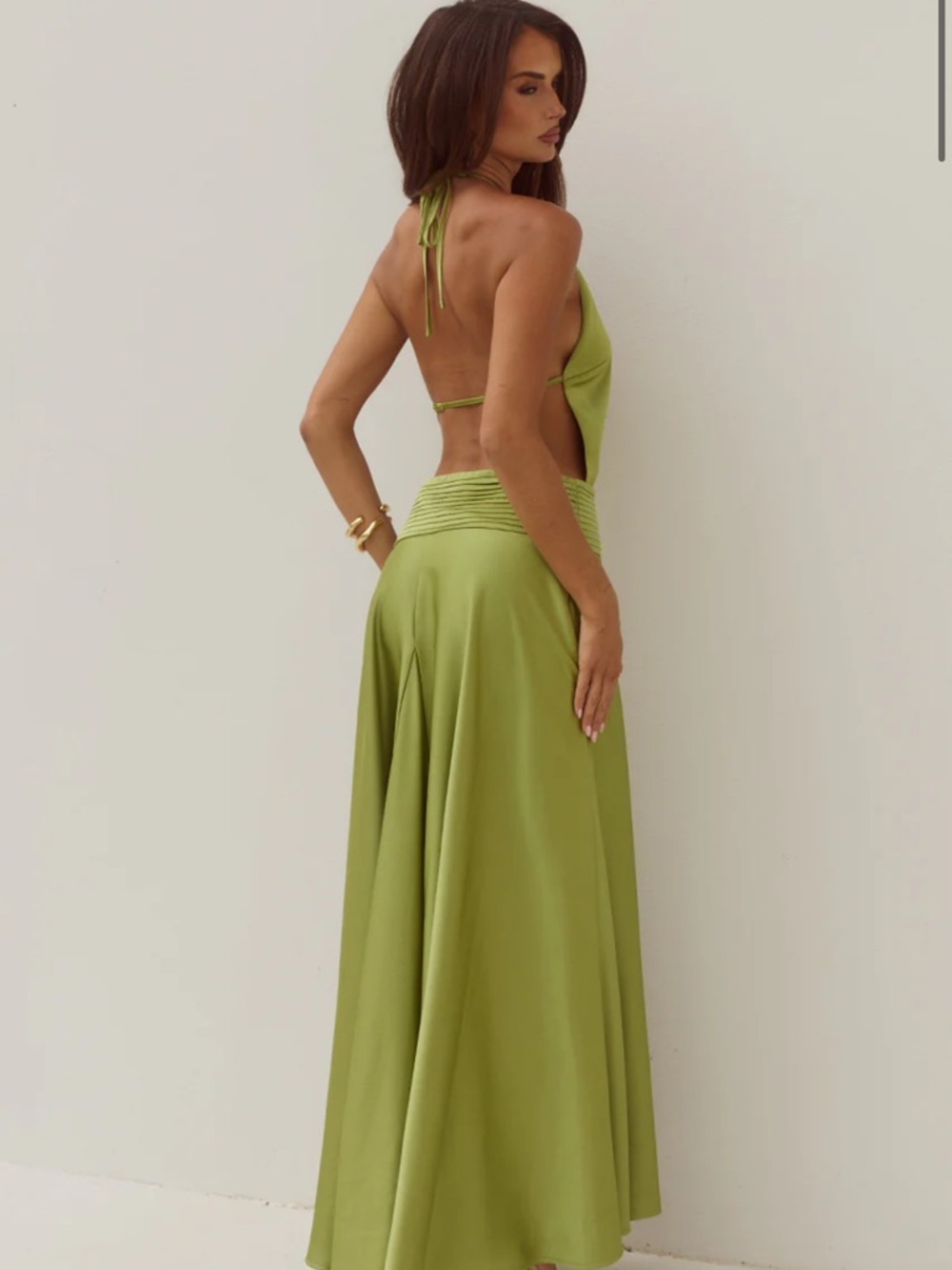 Backless Maxi Dress in Olive Green - Stylish Women's Evening Dress